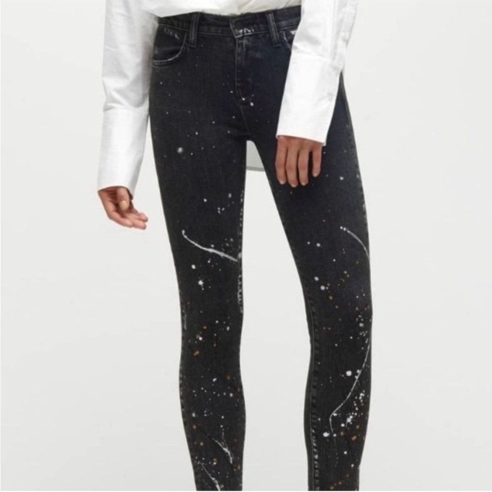 EUC Baldwin BLDWN Black Paint
Splatter Karlie High Rise Crop Skinny Jeans 25
